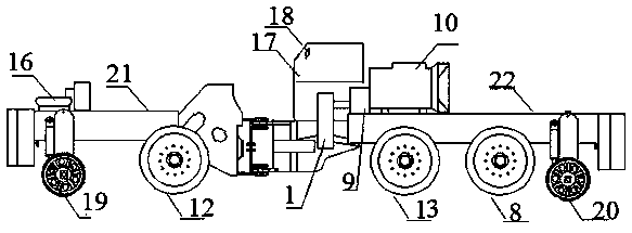 Highway-railway dual-purpose six-wheel drive traction locomotive and traction method
