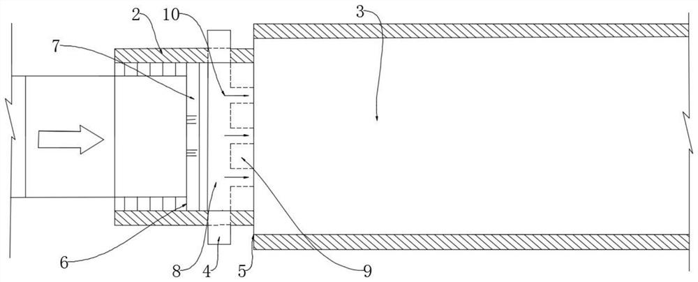 A kind of arc-shaped gate air-entraining structure with sudden expansion and sudden drop in the low-pressure area of ​​side wall impact rebound