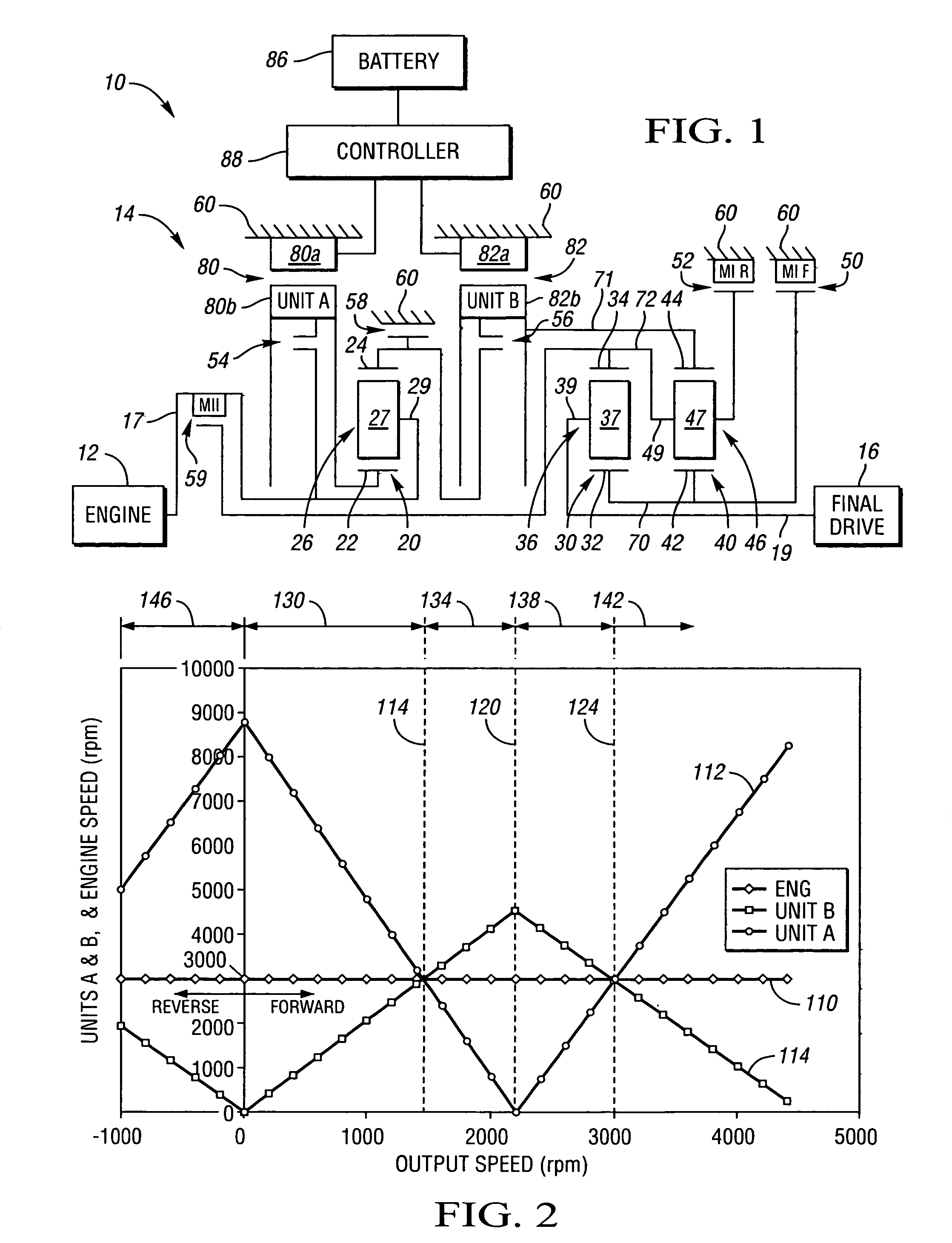 Two mode electrically variable transmission with equal forward and reverse input-split modal performance