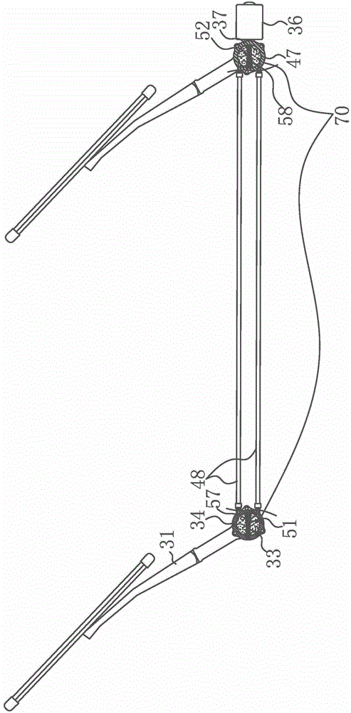 Three-scraper wiper blade hydraulic windscreen wiper with flexible wall supporting