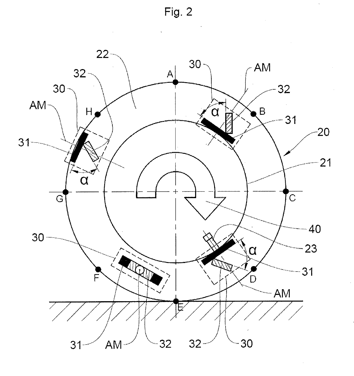 Method for detecting and estimating an angle of rotation on itself of a wheel unit with an integrated radial acceleration sensor