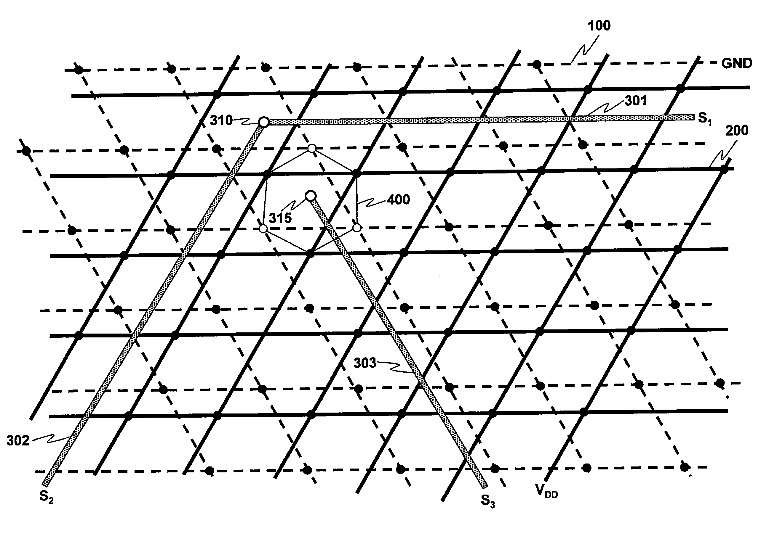 Ceramic substrate grid structure for the creation of virtual coax arrangement