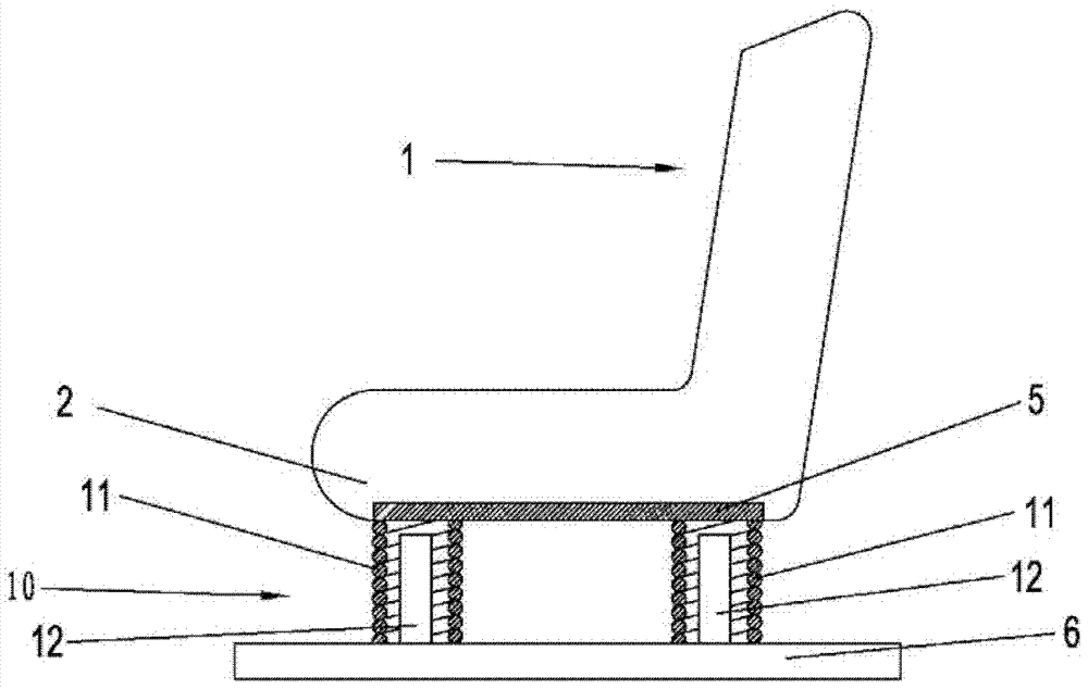 Seat shock-absorbing device on motor vehicle