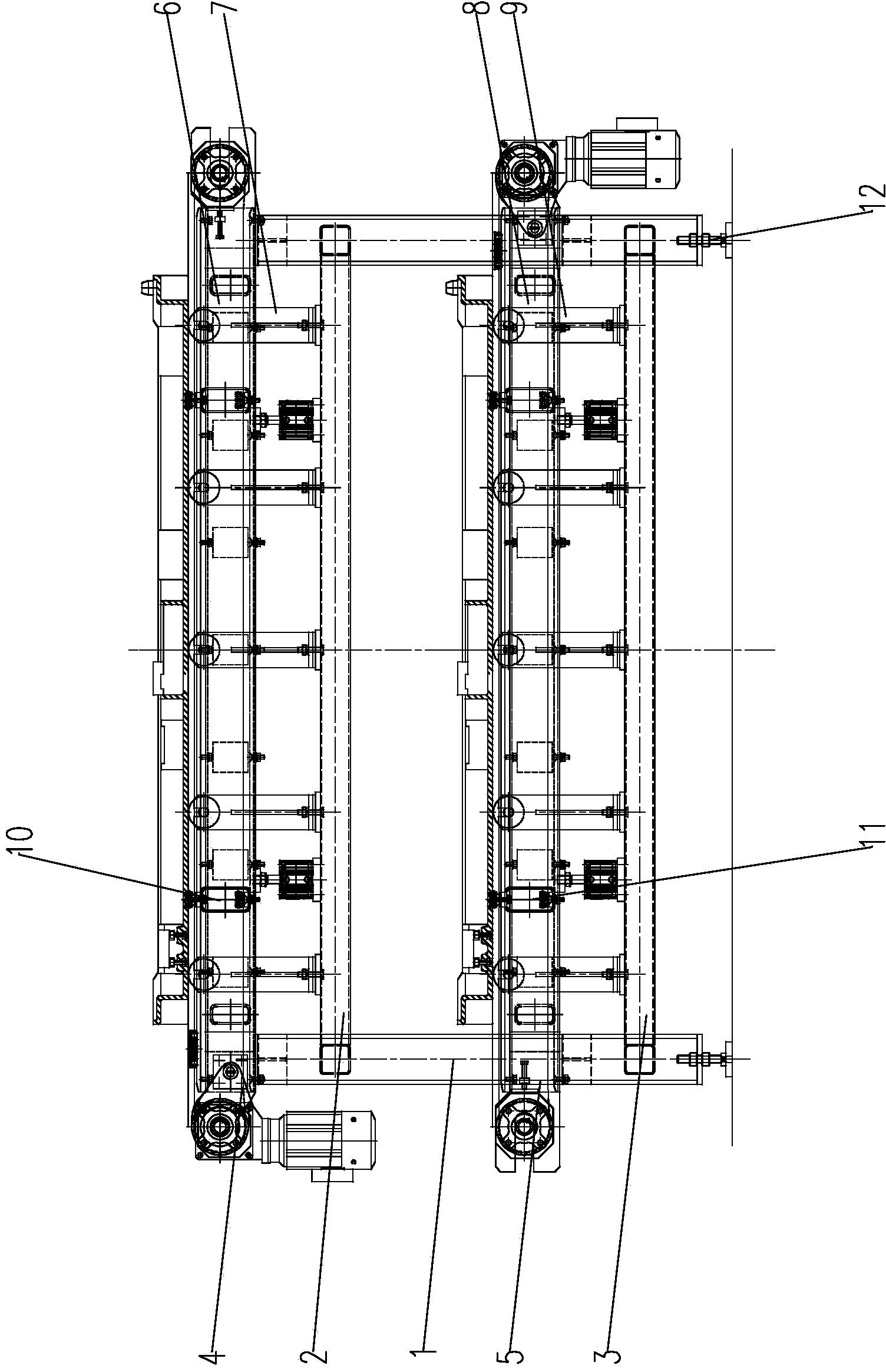Double-chain conveying type carrying device