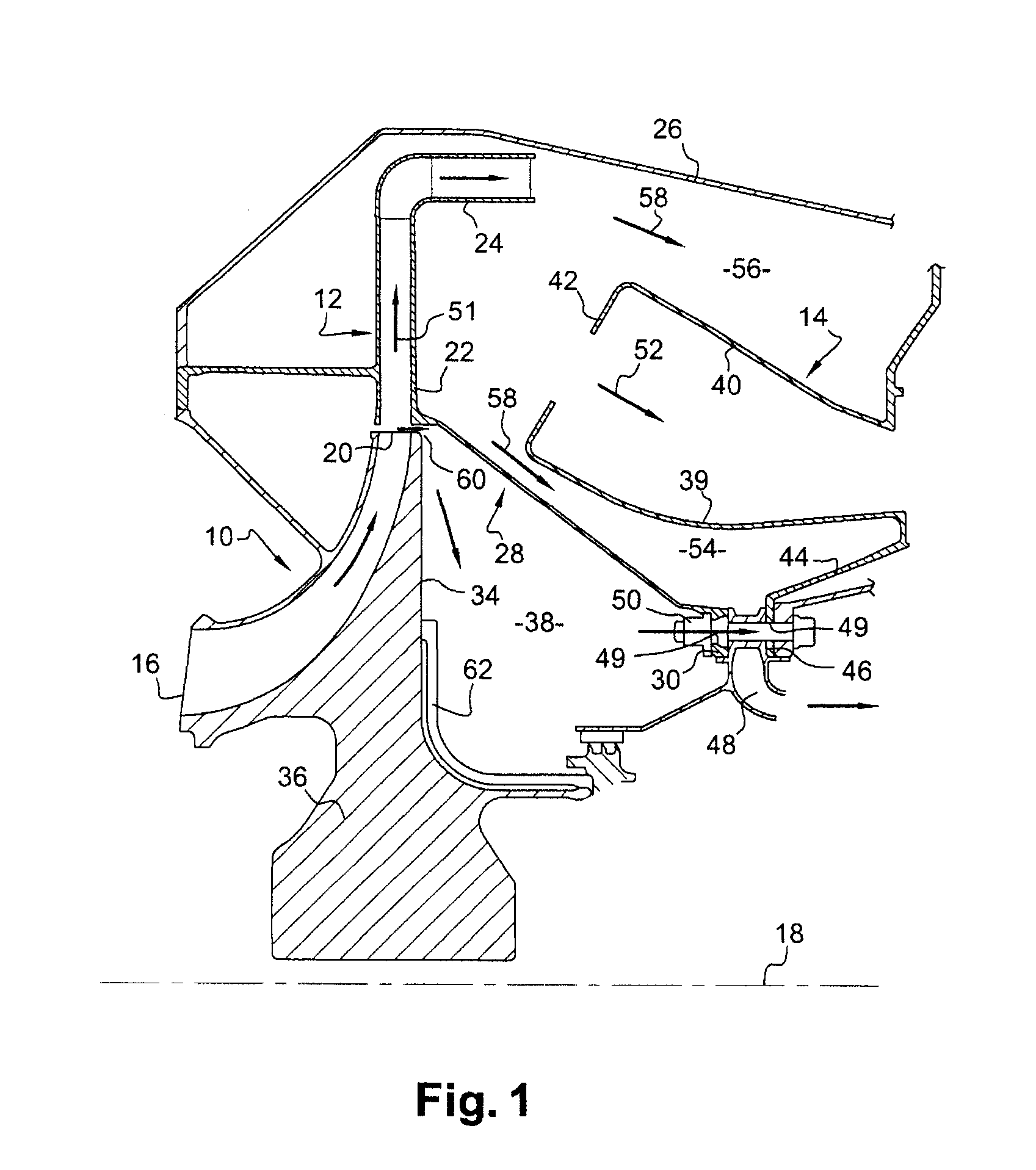 System for ventilating a downstream cavity of an impellor of a centrifugal compressor