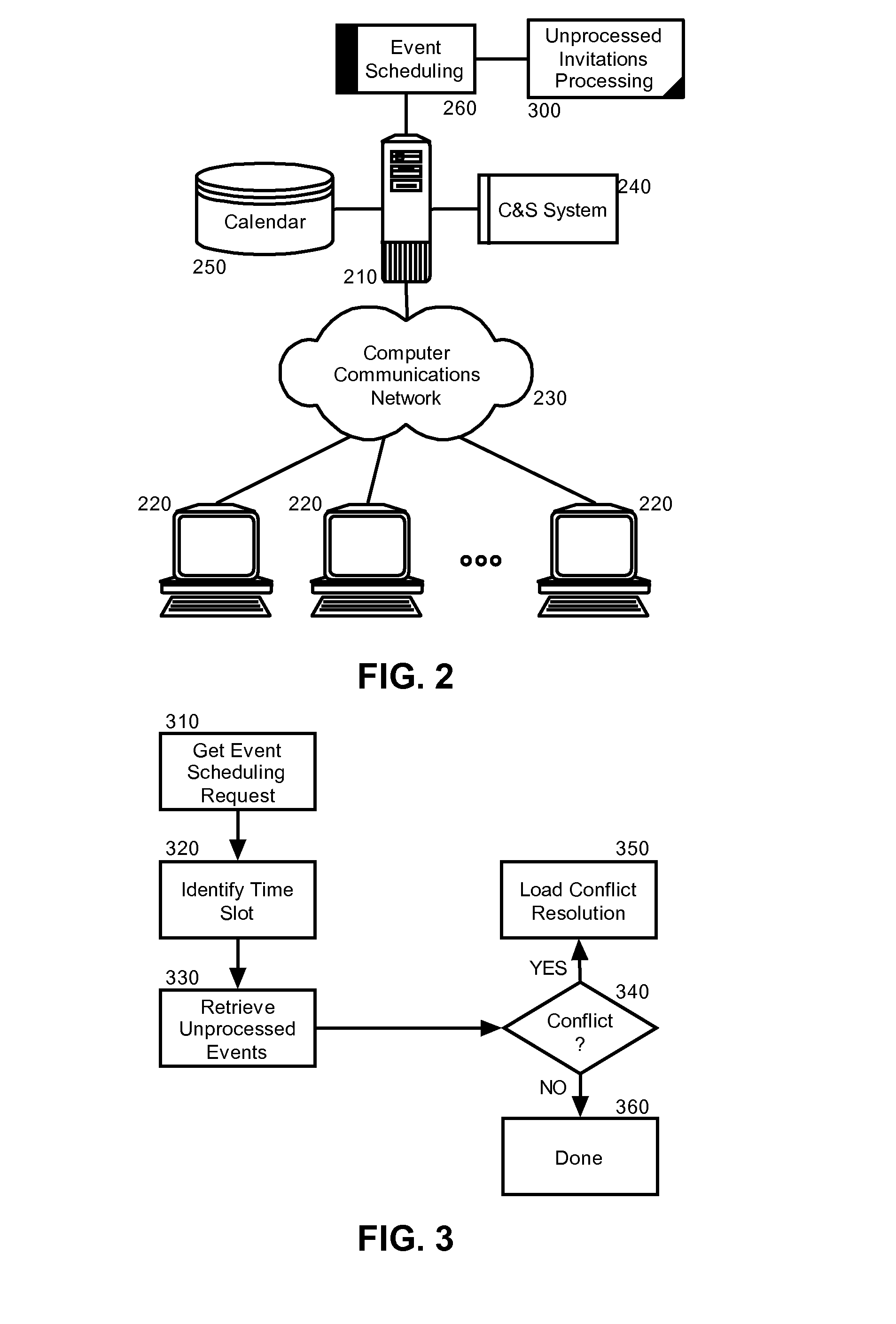 Event scheduling conflict management and resolution for unprocessed events in a collaborative computing environment