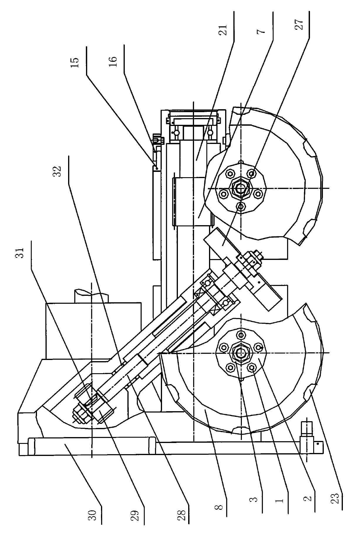Leveling device of inclined disc type