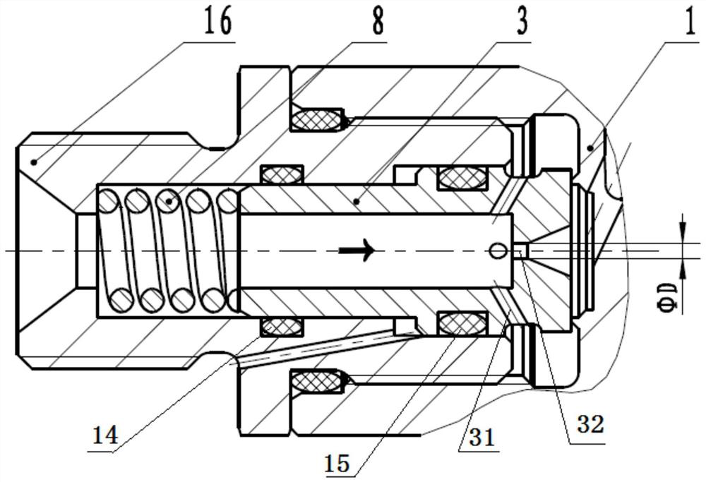 A pressure-reducing regulating valve with a variable flow-limiting buffer at the inlet