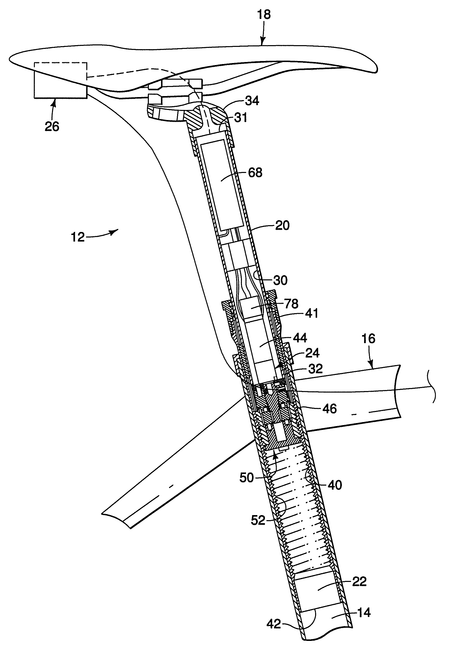 Motorized bicycle seatpost assembly