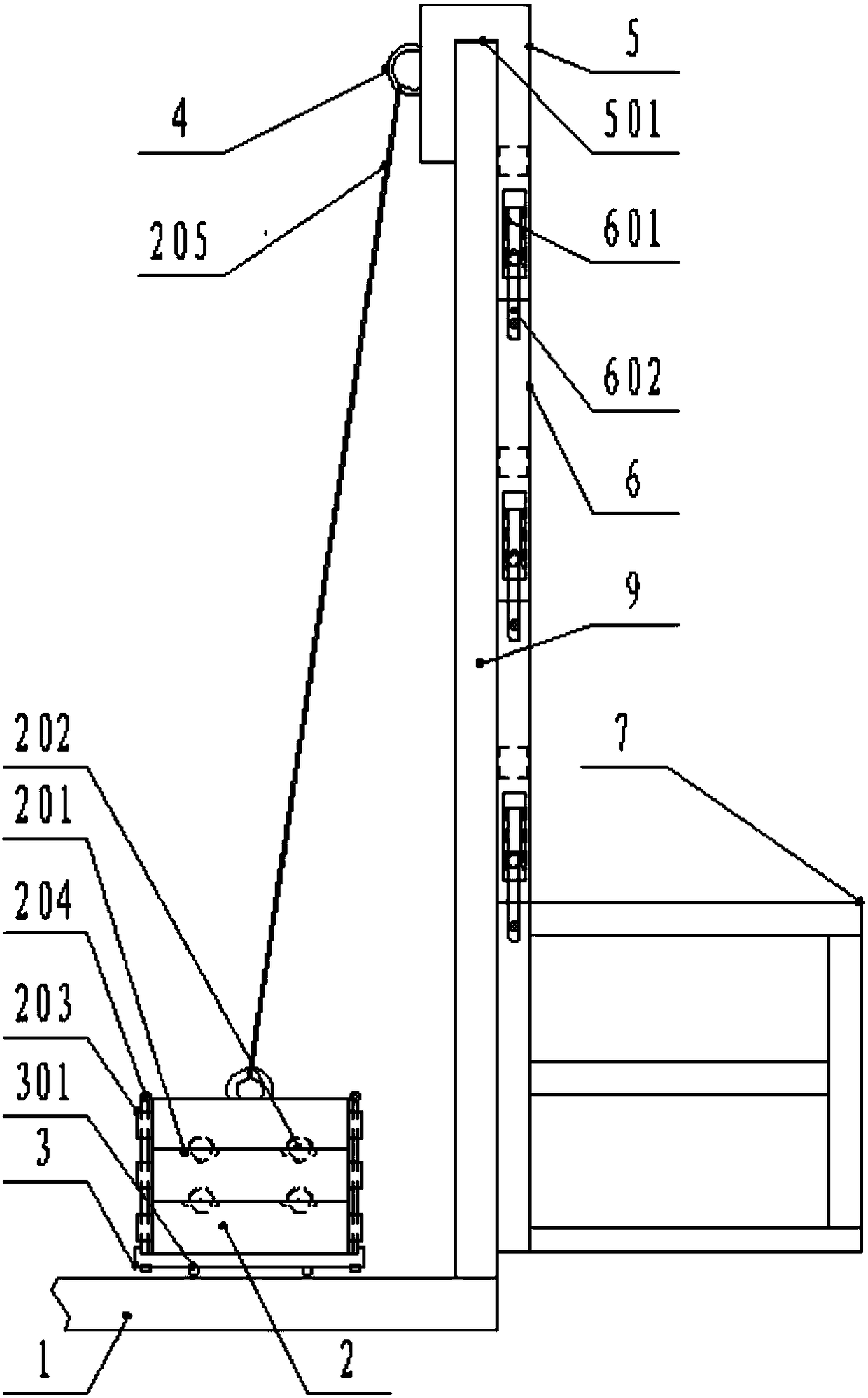 Hanging ladder used for street-cross overpass maintenance