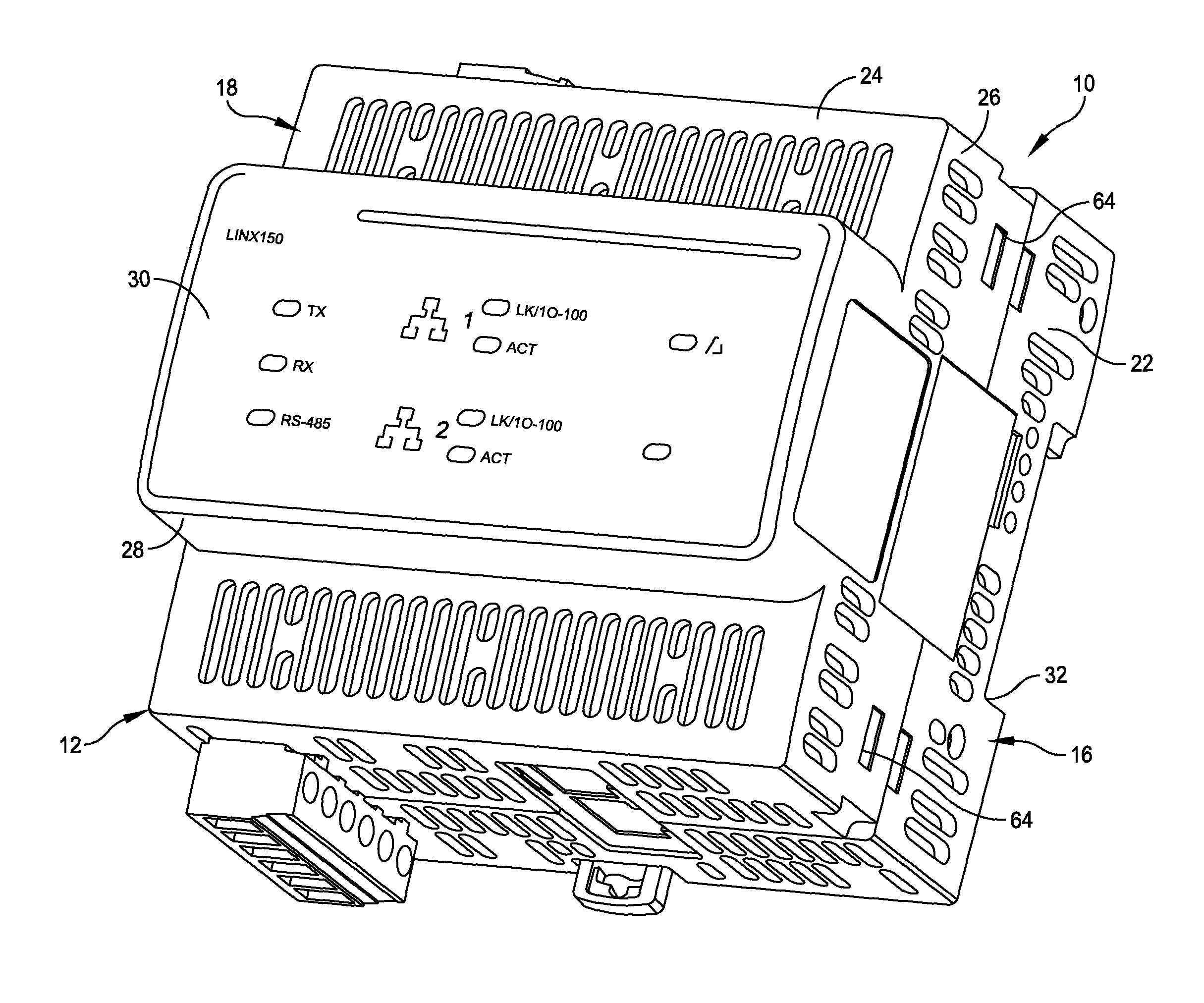 Method and apparatus for increasing heat dissipation capacity of a din rail mounted enclosure