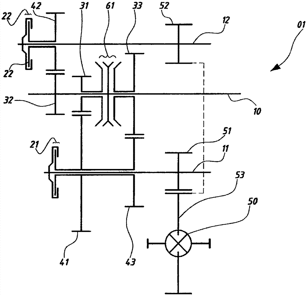 Double-clutch three-speed transmission