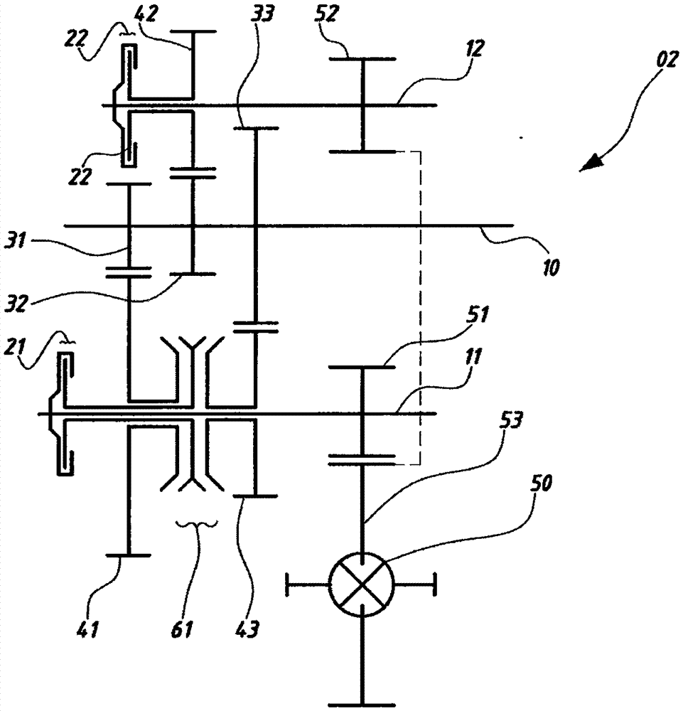 Double-clutch three-speed transmission