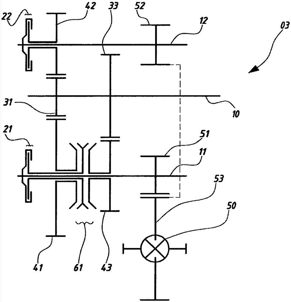 Double-clutch three-speed transmission