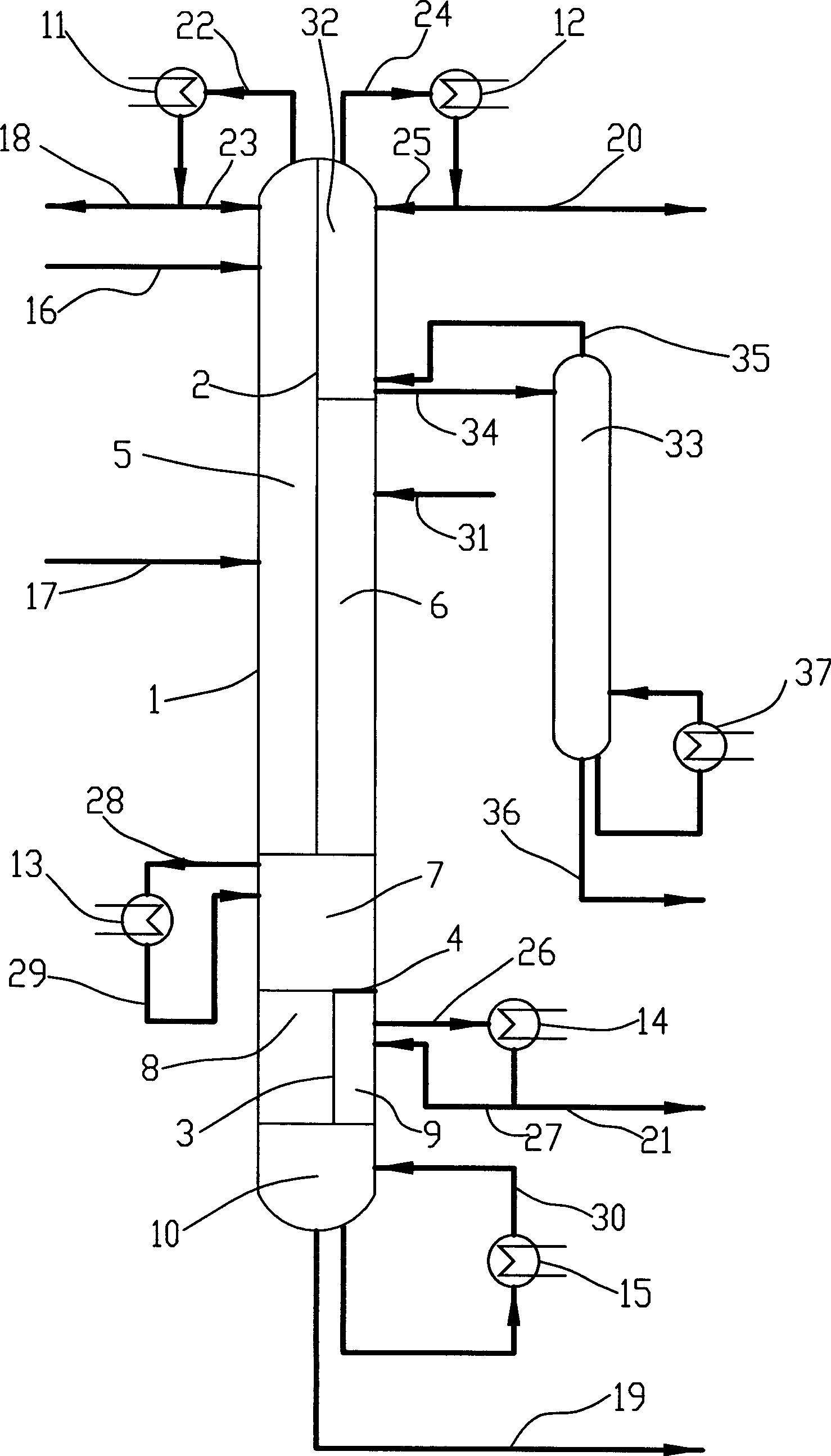 Apparatus for extracting coarse 1,3-butadiene by double baffle plated tower and method thereof