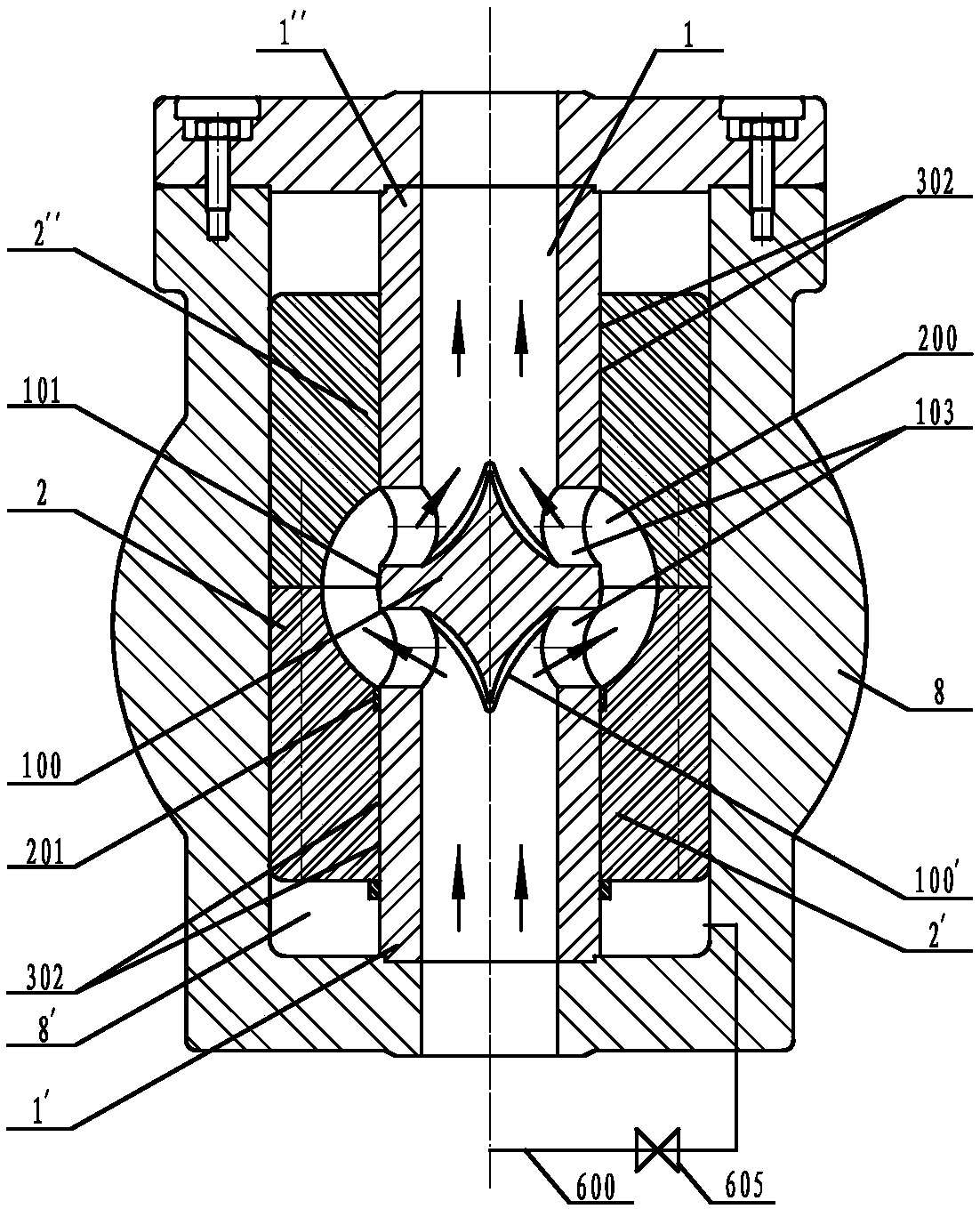 Double-valve-body deep-water subsidiary-parent-core tube valve