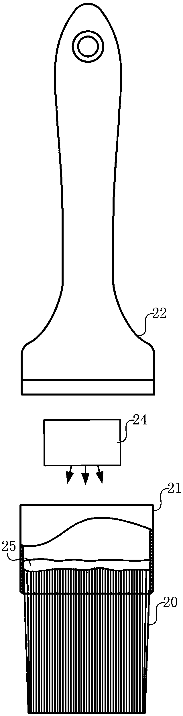 Method and device for connecting bristles and handle enclosure frame and brush manufactured through method
