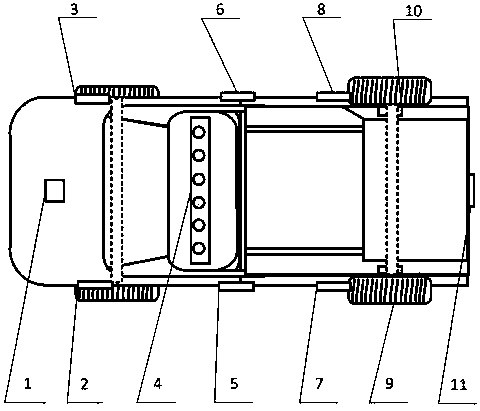 Underground unmanned trackless rubber wheel vehicle having infrared top tracking function, and driving control method of underground unmanned trackless rubber wheel vehicle