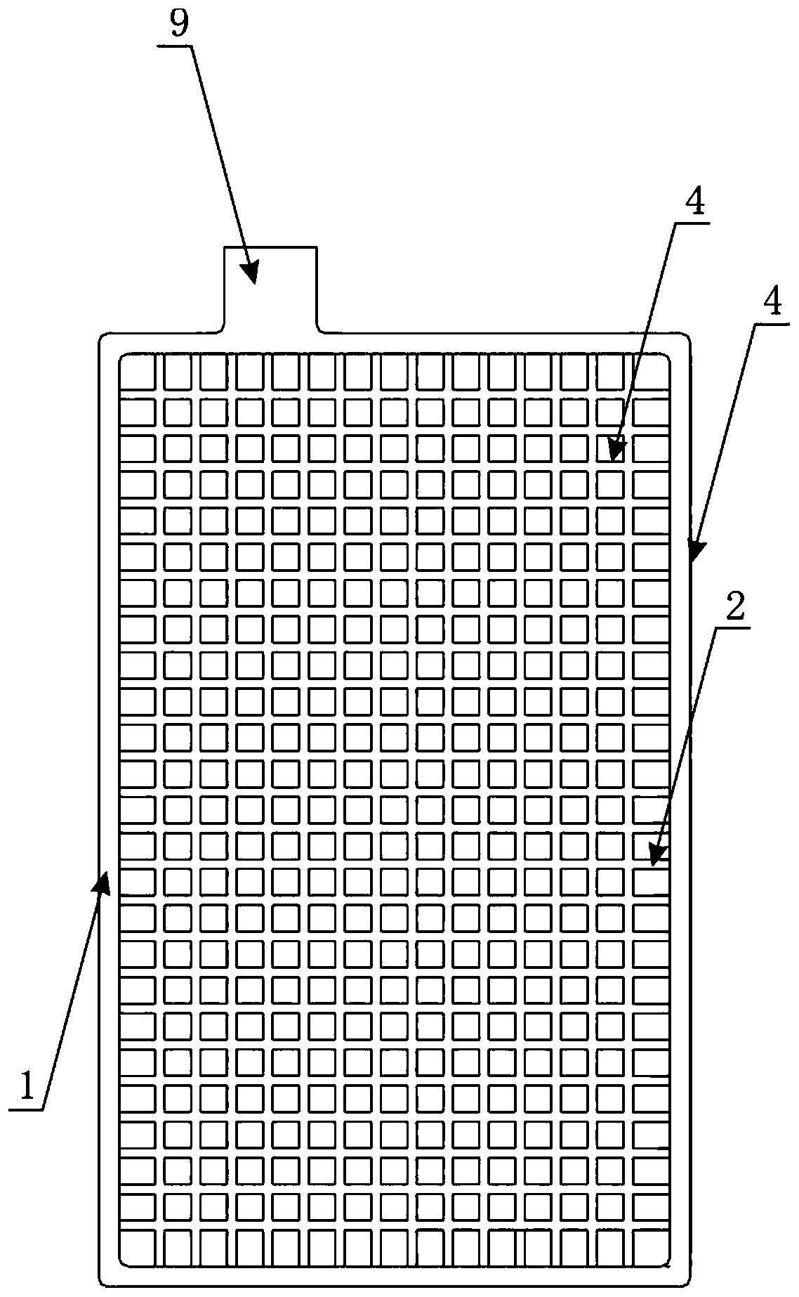 Netting casting-type lead-acid battery positive electrode grid and fabrication method thereof