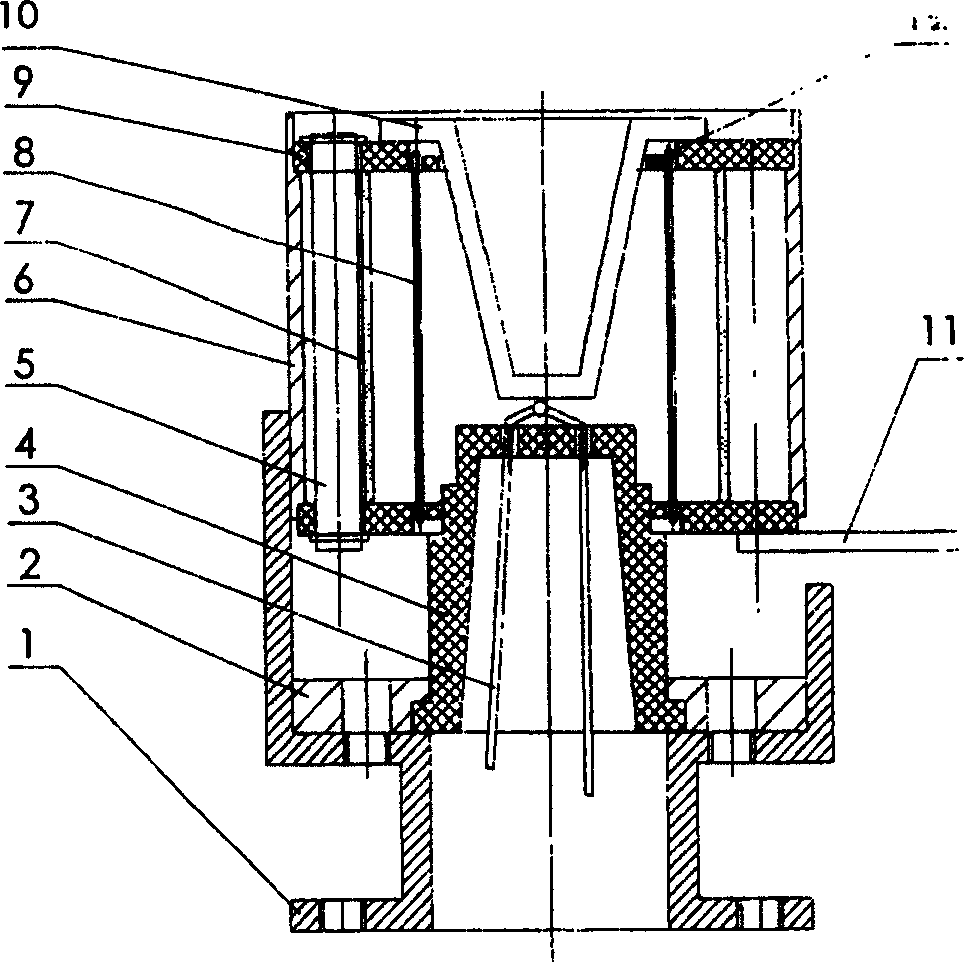 Crucible type evaporator source used for organic electrofluorescence type film plating machines
