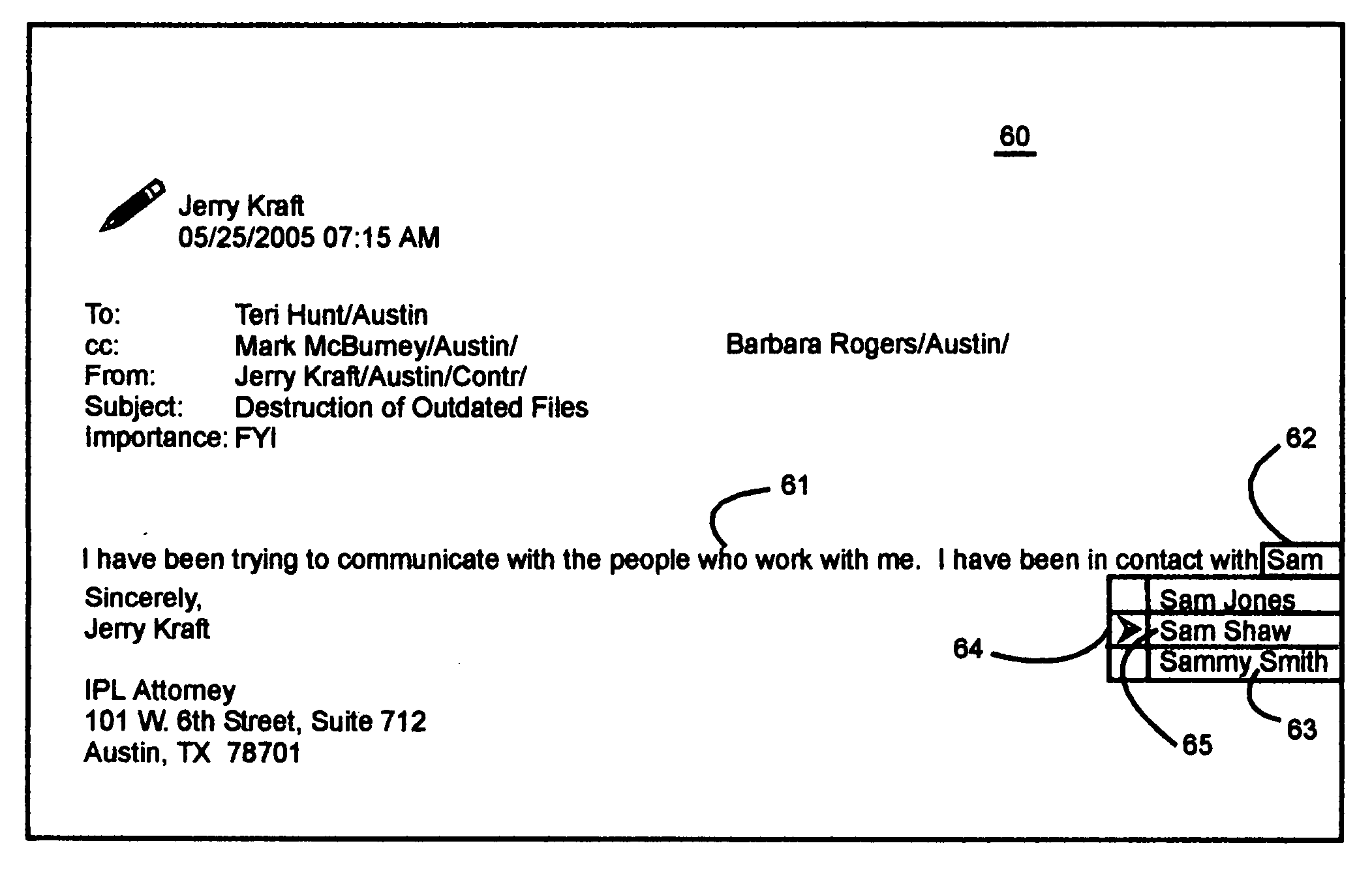 Electronic mail distribution via a network of computer controlled display terminals with interactive display interfaces offering a sender creating an E-mail message proposed recipients based upon E-mail wording