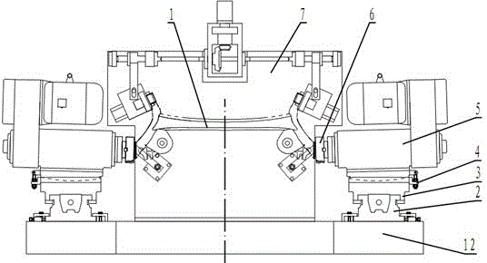 Automobile rear torsion beam hub connecting support assembling surface machining device