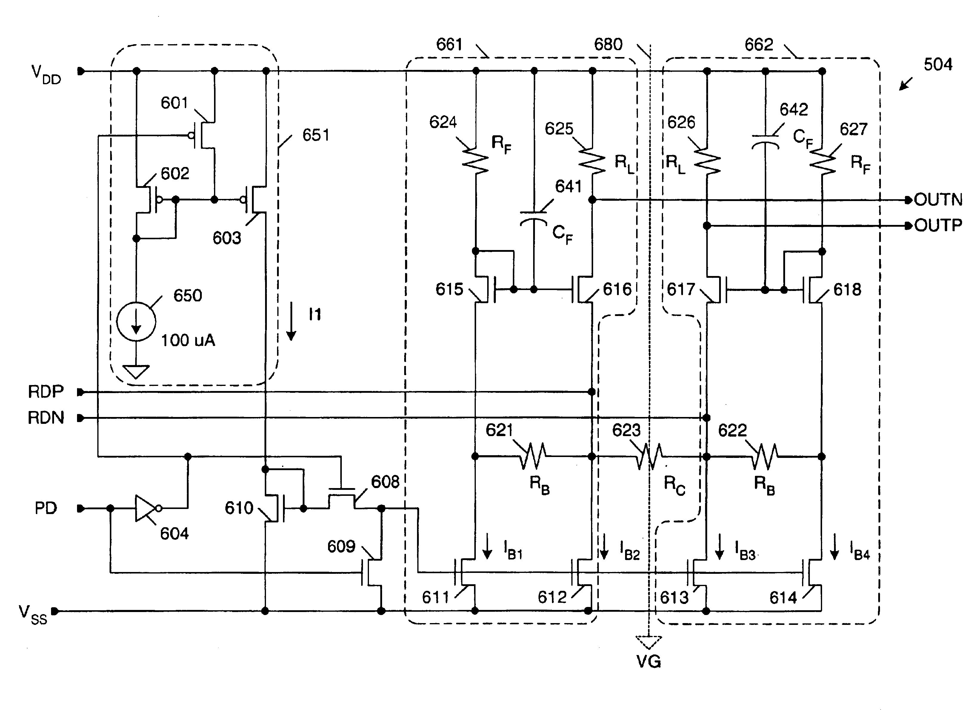 Self-biasing for common gate amplifier