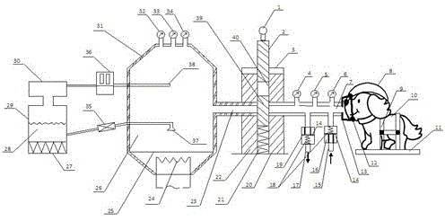 Animal simulation experimental device for thermal injury of respiratory tract