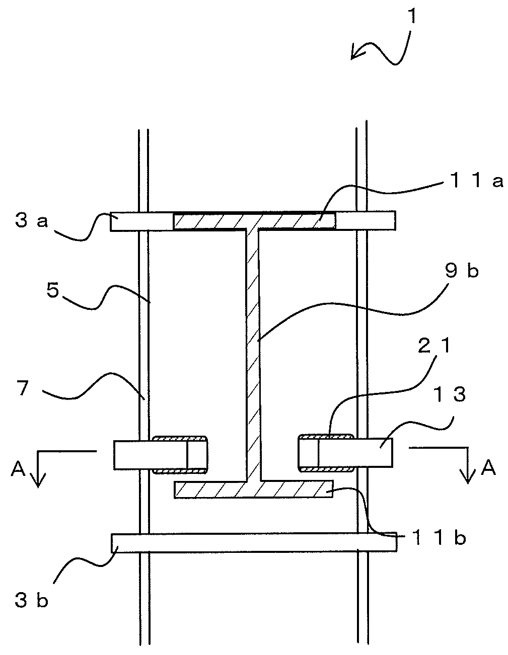 Connection structure of column and beam, and reinforcing member