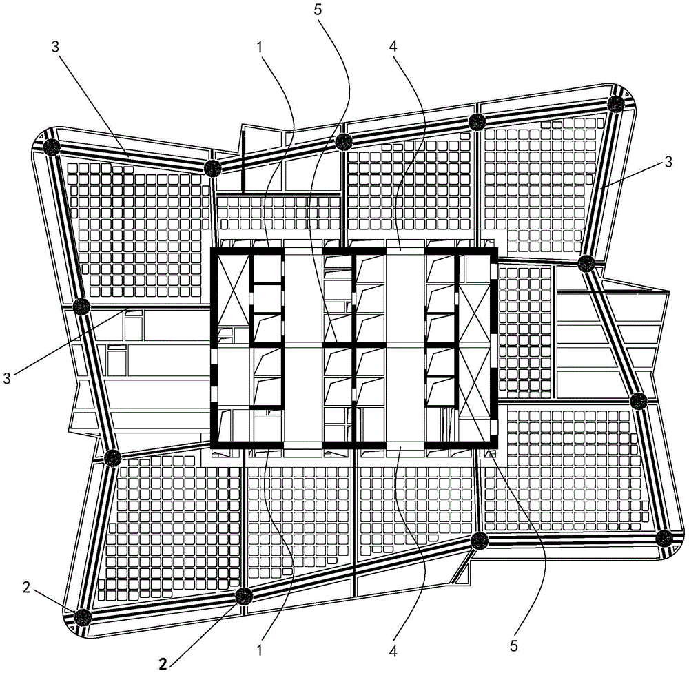A frame hollow core tube structural system of a high-rise building