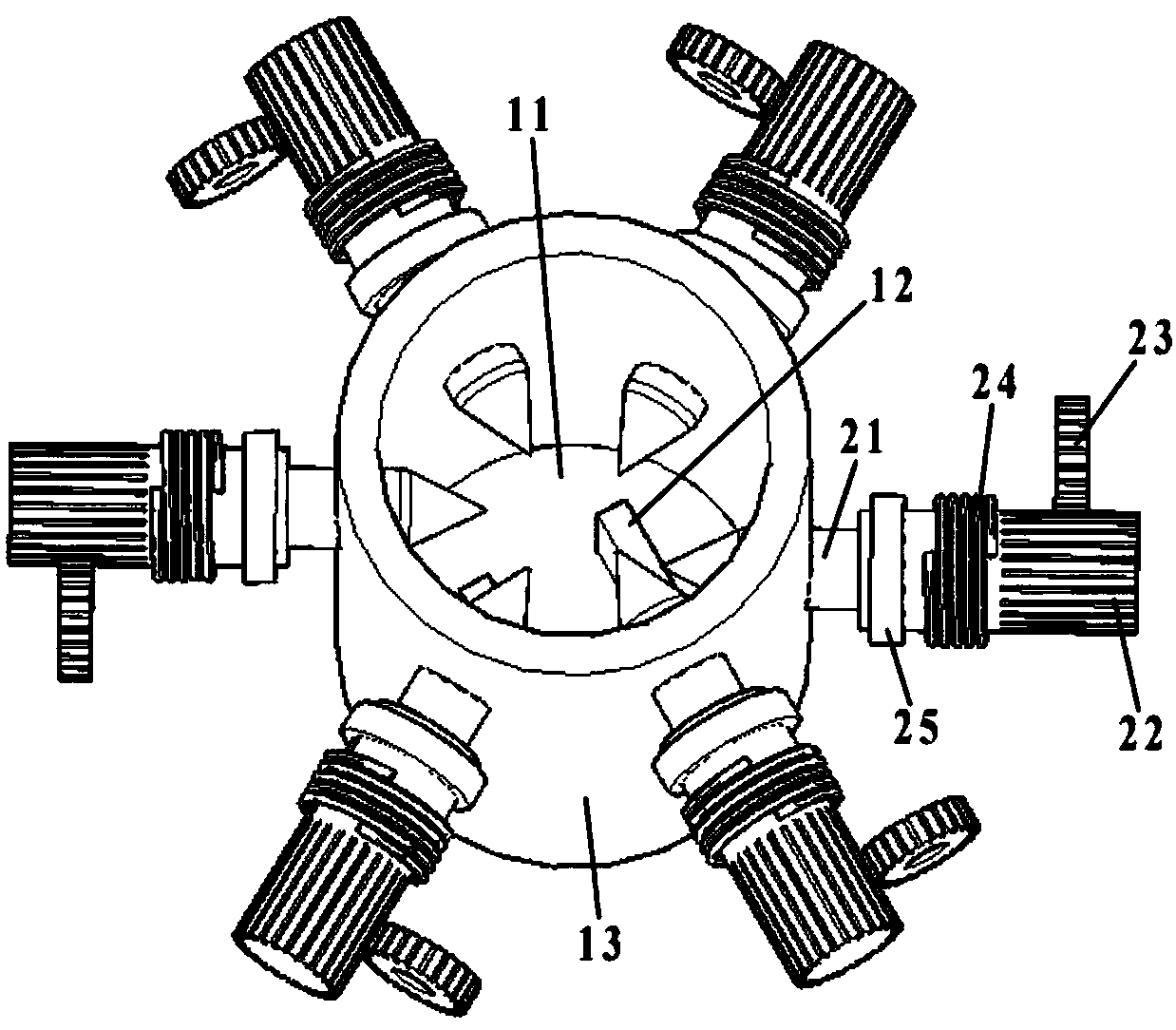 A cinnabar handicraft processing device with stepwise distribution of multi-drill bits