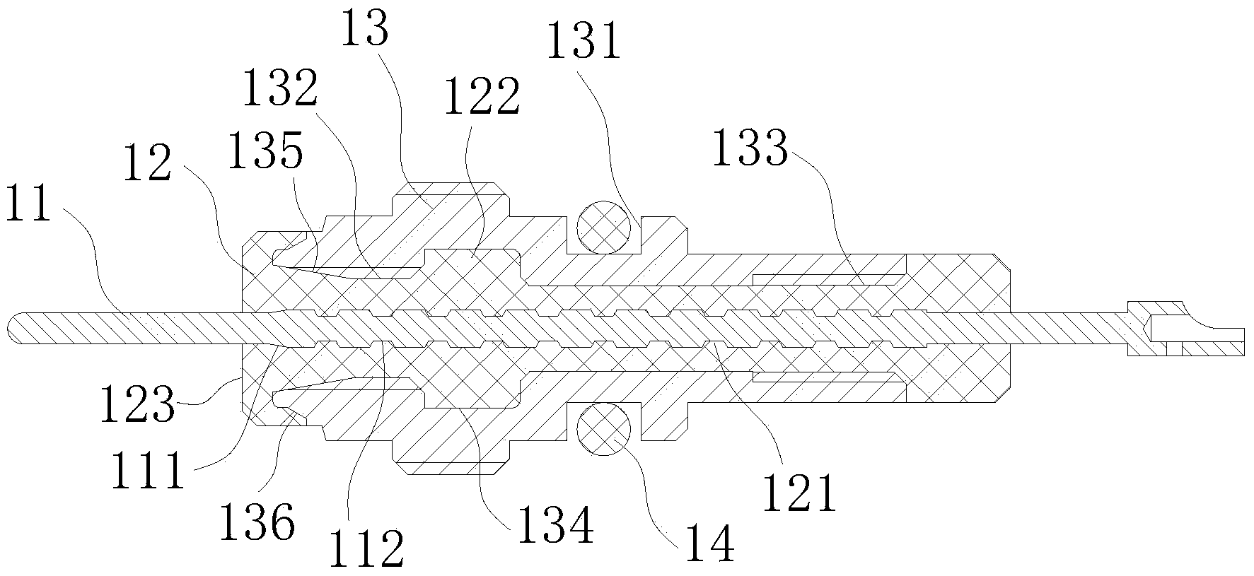 Injection molding sealing through-wall electric connector