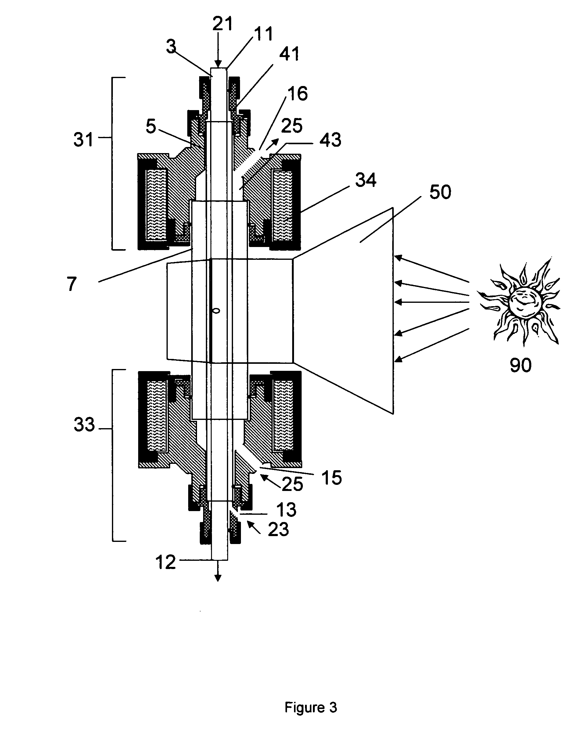 Metal-oxide based process for the generation of hydrogen from water splitting utilizing a high temperature solar aerosol flow reactor