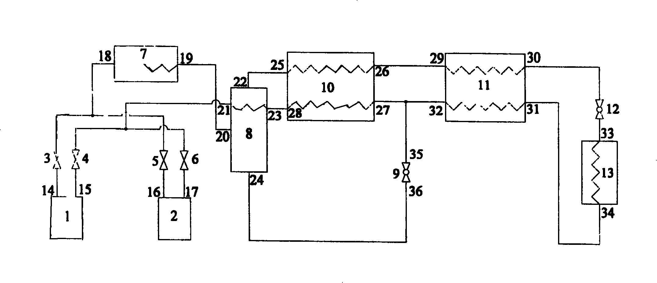 Mixed working medium deep-freezing adsorption refrigerating device