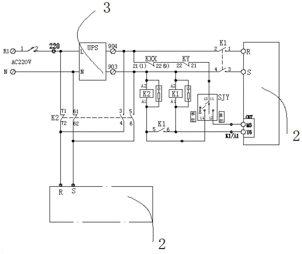 A machine-room-less elevator ups rescue control circuit