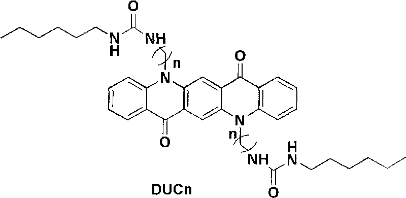 Quinacridone derivatives containing urea bonds and gels thereof