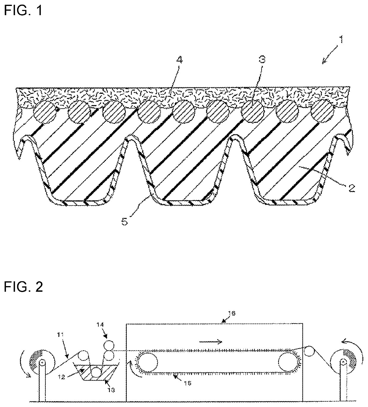 Friction transmission belt and production method therefor