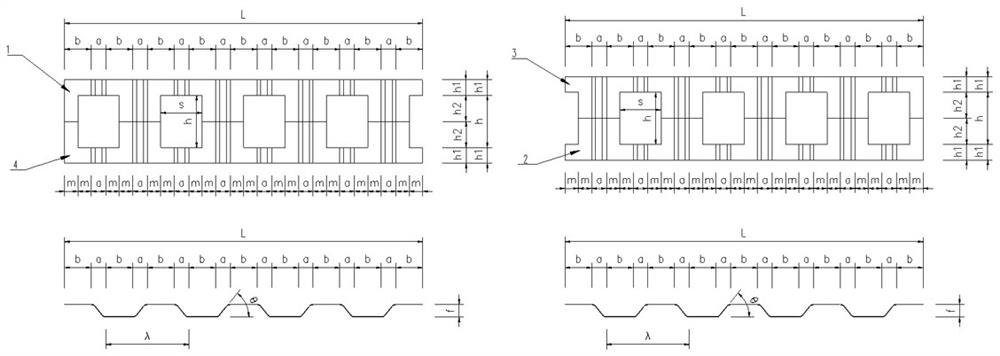 Corrugated web H-shaped honeycomb steel beam and manufacturing method thereof