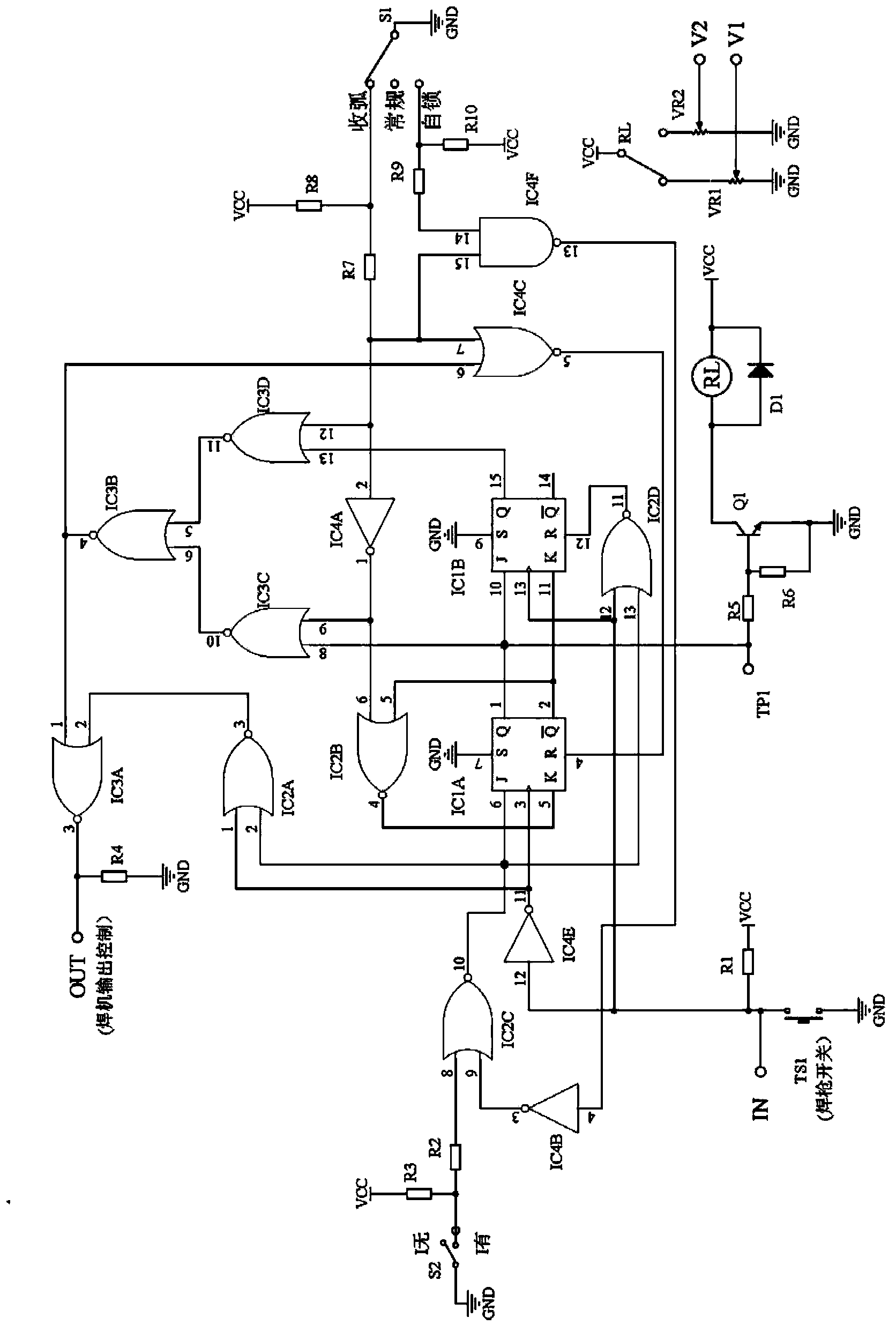 All-digital integrated circuit for realizing the control logic of gas arc welding machine