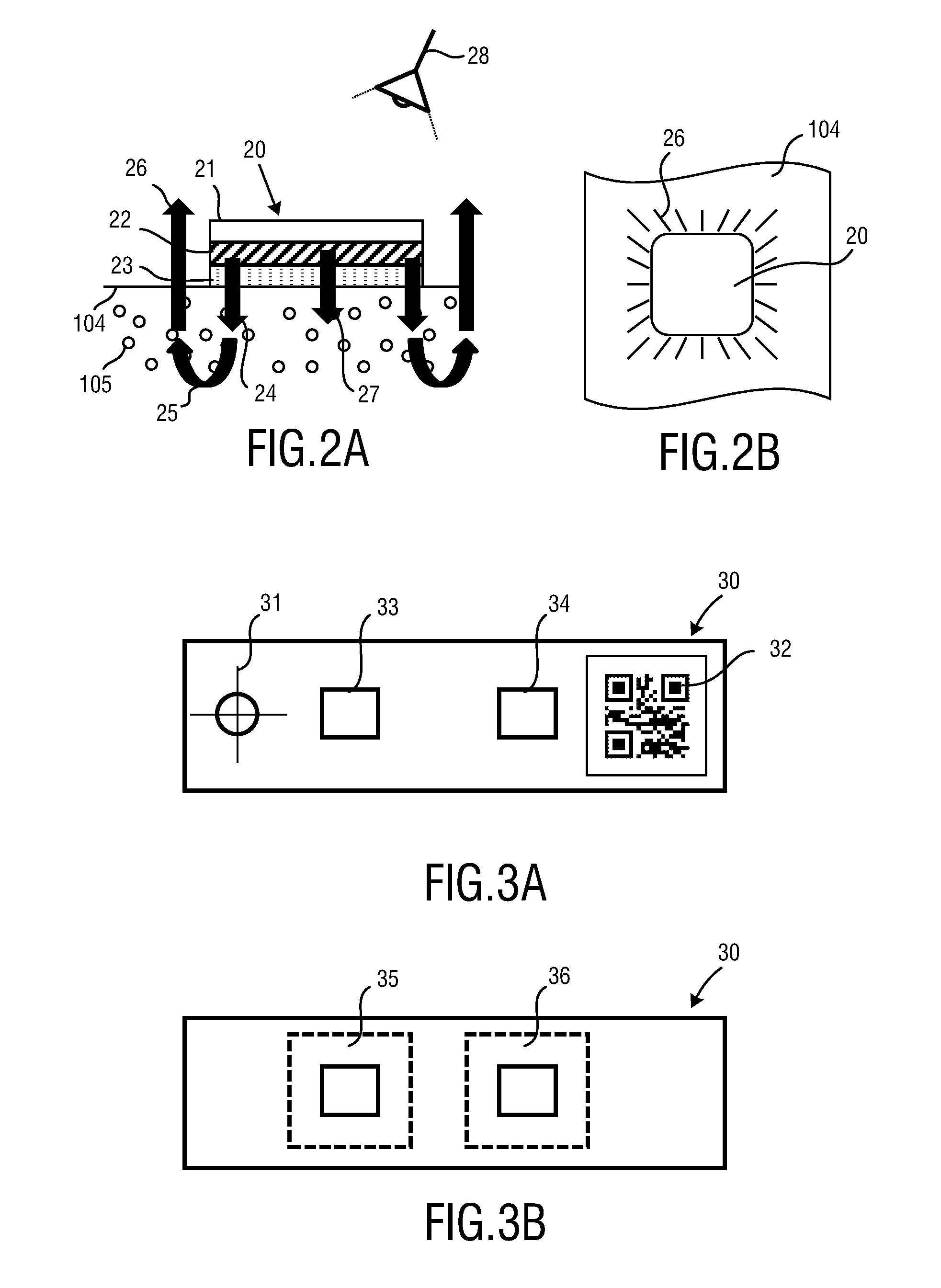 Marker with light emitting area for use in determining vital sign information