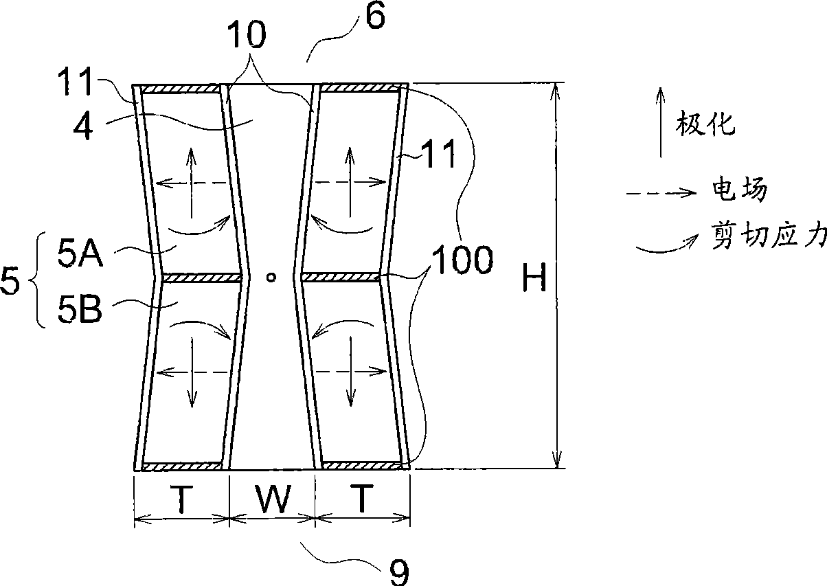 Shear mode-type piezoelectric actuator and liquid droplet delivery head