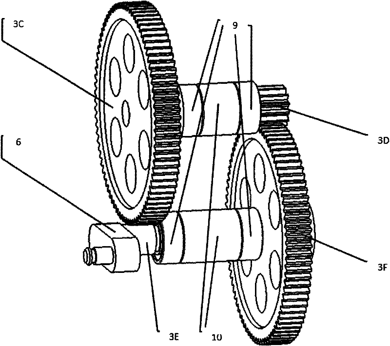Flapping wing driving mechanism of two-level parallel gear reduction