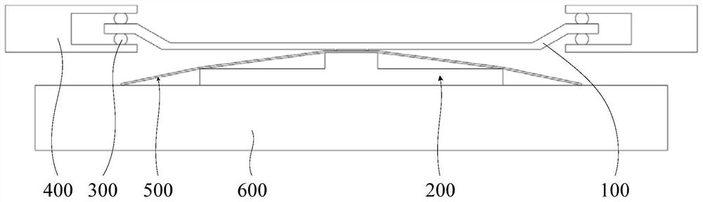 Pressing plate jig for thin film bonding, pressing structure and thin film bonding device