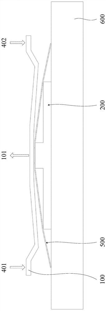 Pressing plate jig for thin film bonding, pressing structure and thin film bonding device