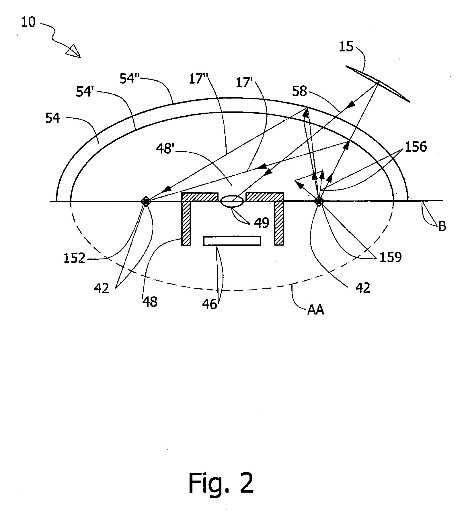 In-vivo imaging device, optical system and method
