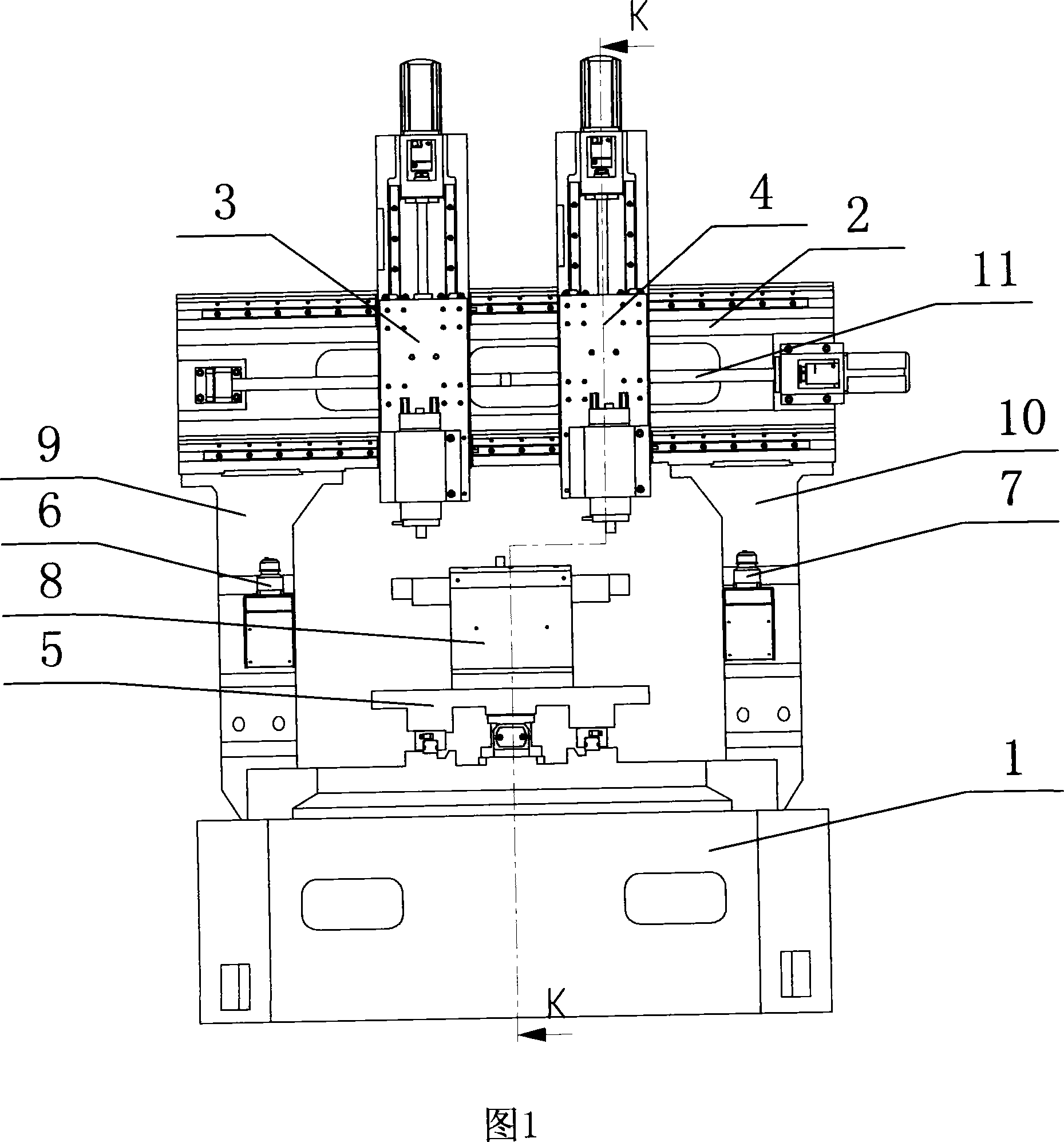 Computerized numerical controlled engraving and milling machine with symmetrical double station of shoe modules