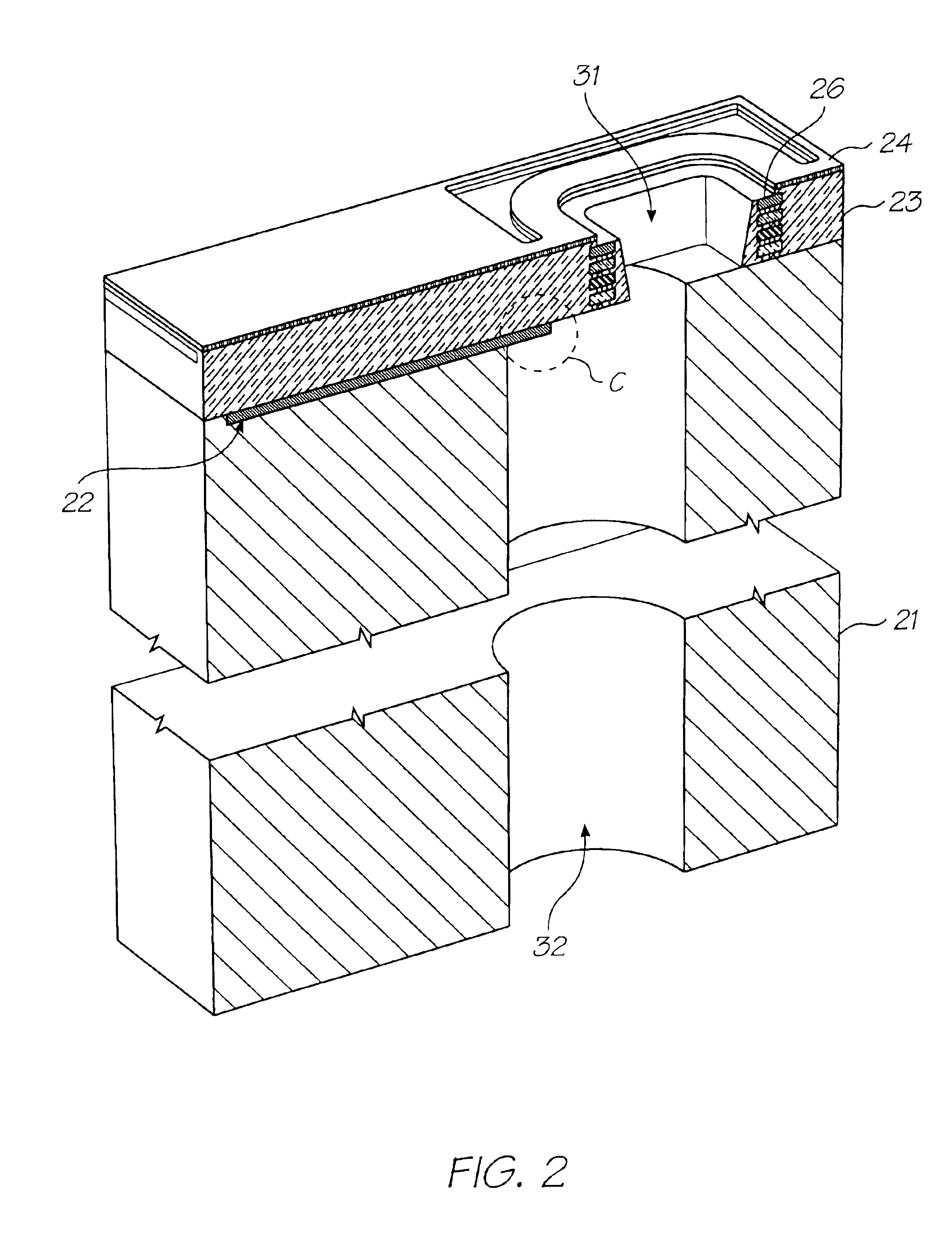 Inkjet printhead with ink supply passage formed from both sides of the wafer by overlapping etches