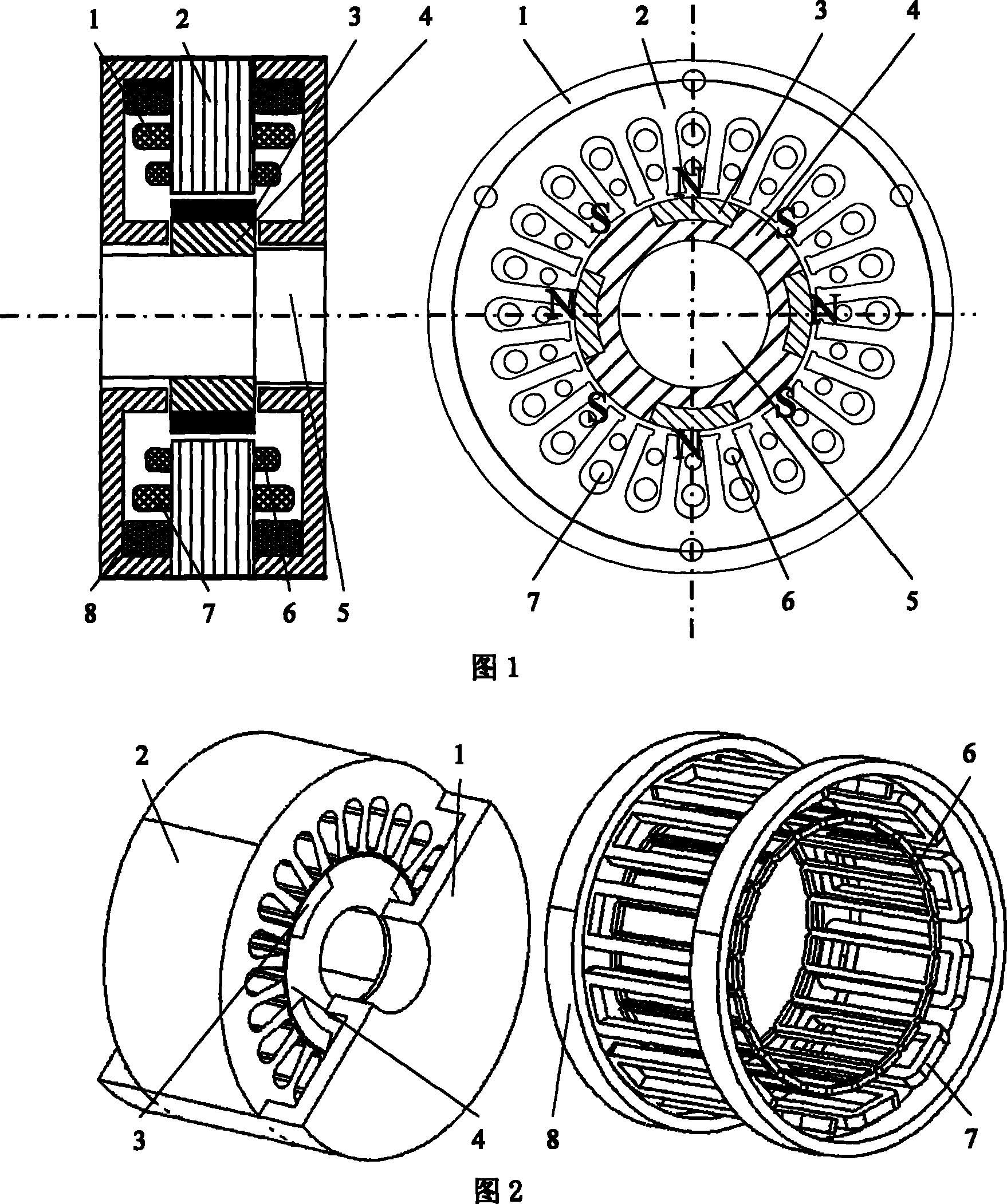 Three-freedom consequent pole permanent magnet motor without bearing of axial direction initiative suspending