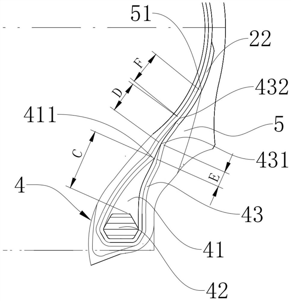 Tire capable of improving flat point effect and testing method