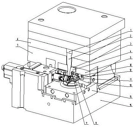 Demolding mechanism for multi-directional backoffs of plastic part of injection mold